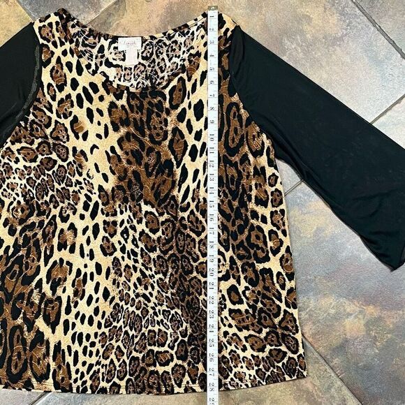 Lavish Animal Print Cheetah Sheer 3/4 Sleeve Blouse 1X - Picture 8 of 11